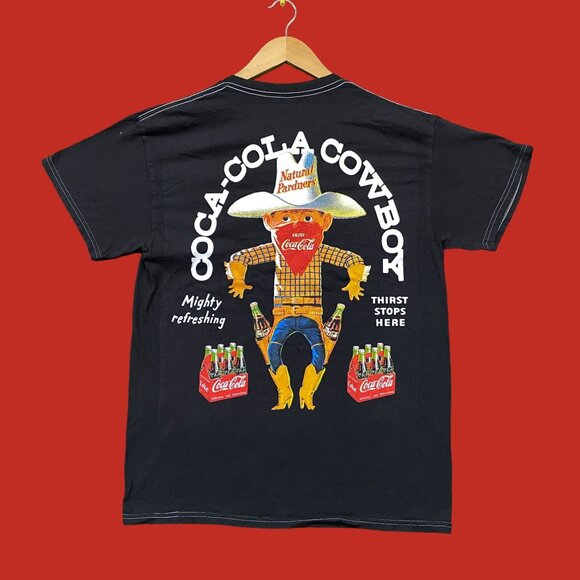 Coca Cola Cowboy Black Tee with Red and Yellow Accents - Picture 1 of 8